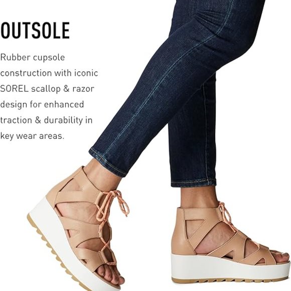 Sorel Cameron Platform Lace Wedge Sandal- Honest Beige-NIB- SZ 9 - Picture 5 of 7